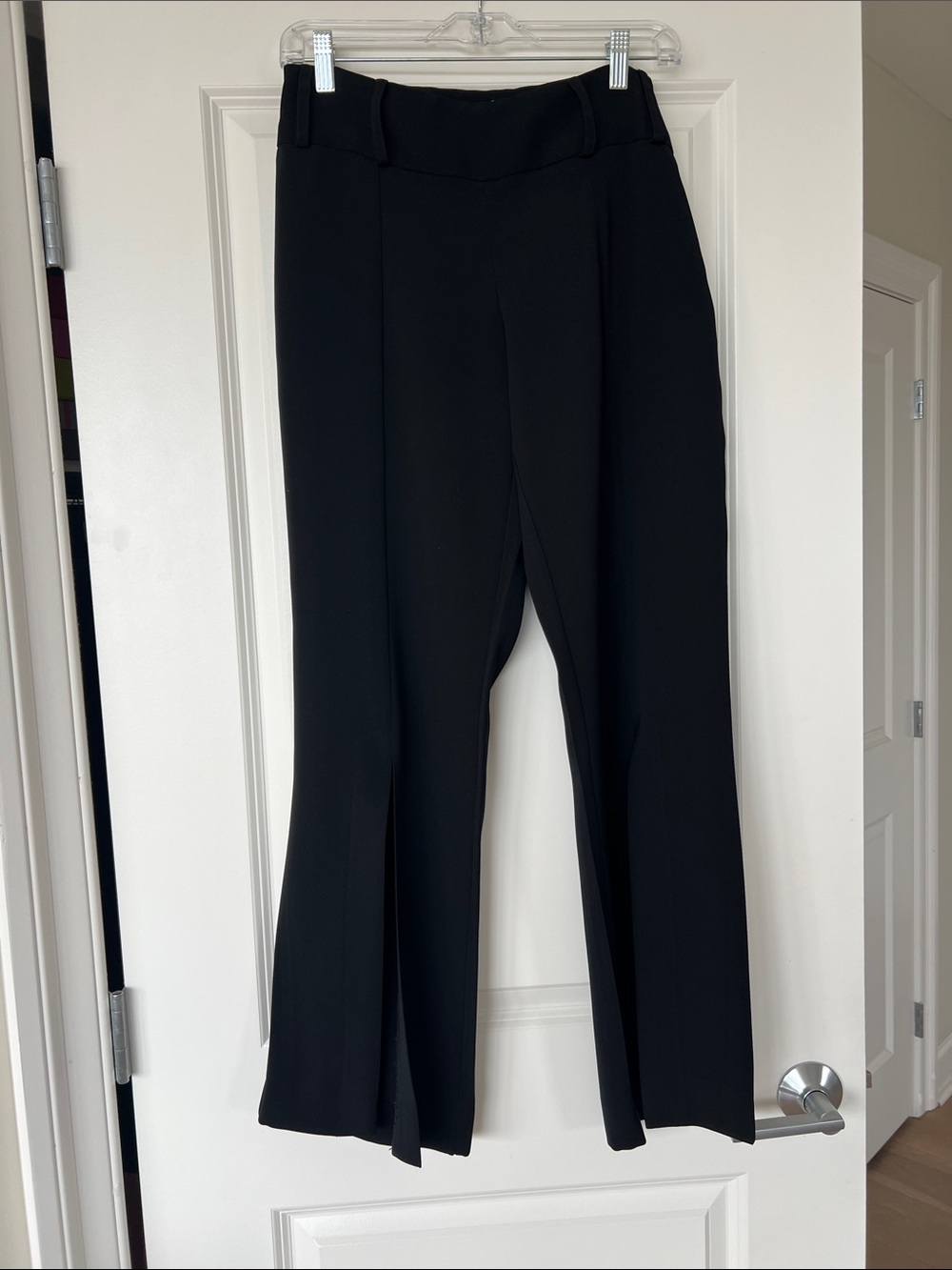 Cache Black Wide-Leg Split-Hem Pants